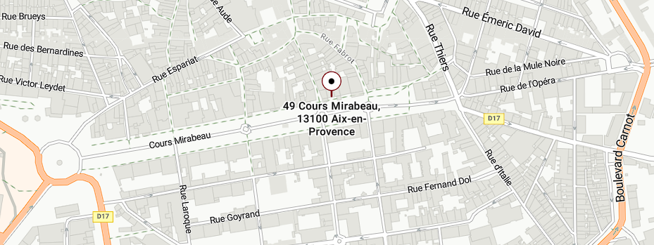Plan d’accès au 49 Cours Mirabeau à Aix-en-Provence